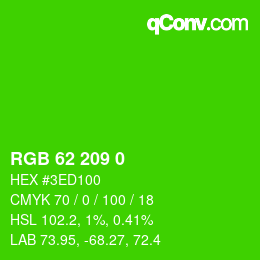 カラーコード: RGB 62 209 0 | qconv.com