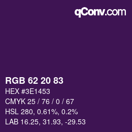 颜色代码: RGB 62 20 83 | qconv.com