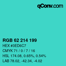 Color code: RGB 62 214 199 | qconv.com