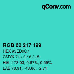 カラーコード: RGB 62 217 199 | qconv.com