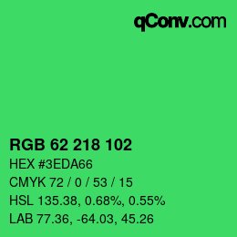 Color code: RGB 62 218 102 | qconv.com