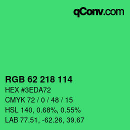 Color code: RGB 62 218 114 | qconv.com