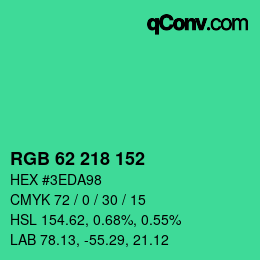Color code: RGB 62 218 152 | qconv.com