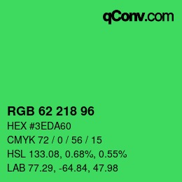 Color code: RGB 62 218 96 | qconv.com