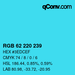 Color code: RGB 62 220 239 | qconv.com