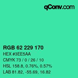 颜色代码: RGB 62 229 170 | qconv.com