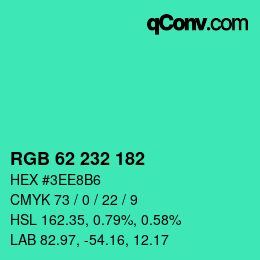 Color code: RGB 62 232 182 | qconv.com
