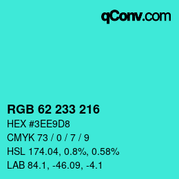 Color code: RGB 62 233 216 | qconv.com
