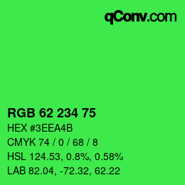 Color code: RGB 62 234 75 | qconv.com