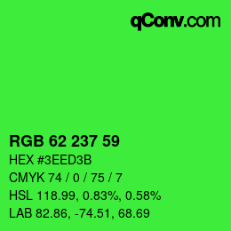 Color code: RGB 62 237 59 | qconv.com