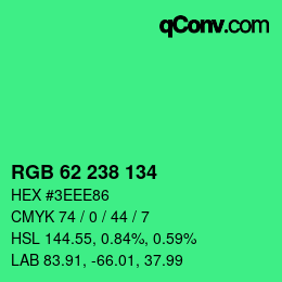 Color code: RGB 62 238 134 | qconv.com