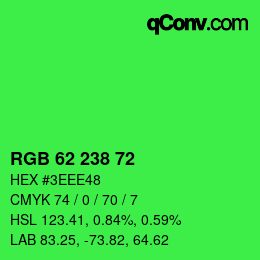 カラーコード: RGB 62 238 72 | qconv.com