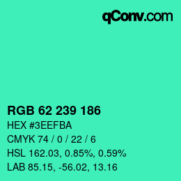 Farbcode: RGB 62 239 186 | qconv.com