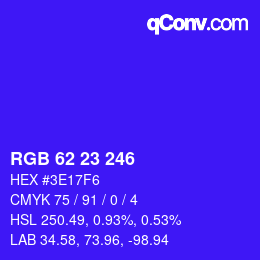 Color code: RGB 62 23 246 | qconv.com