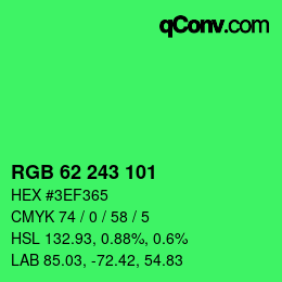 Color code: RGB 62 243 101 | qconv.com