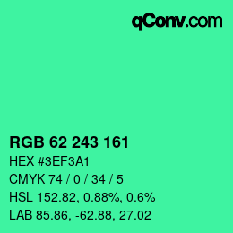Color code: RGB 62 243 161 | qconv.com