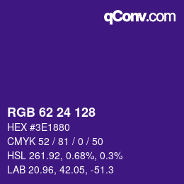 カラーコード: RGB 62 24 128 | qconv.com