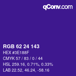 カラーコード: RGB 62 24 143 | qconv.com