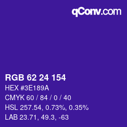 Color code: RGB 62 24 154 | qconv.com