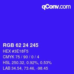 カラーコード: RGB 62 24 245 | qconv.com