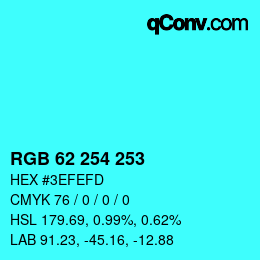 Color code: RGB 62 254 253 | qconv.com