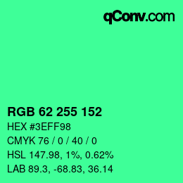 颜色代码: RGB 62 255 152 | qconv.com