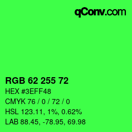 Color code: RGB 62 255 72 | qconv.com
