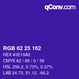 Color code: RGB 62 25 162 | qconv.com