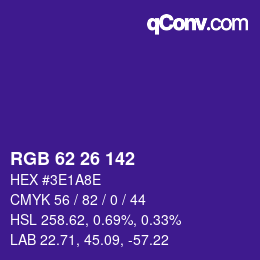 Color code: RGB 62 26 142 | qconv.com