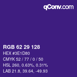 Farbcode: RGB 62 29 128 | qconv.com