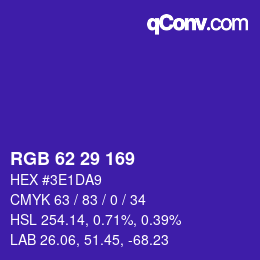 Color code: RGB 62 29 169 | qconv.com