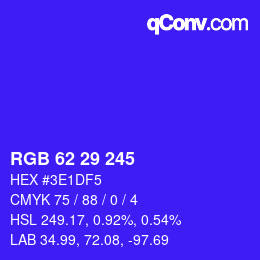 Color code: RGB 62 29 245 | qconv.com