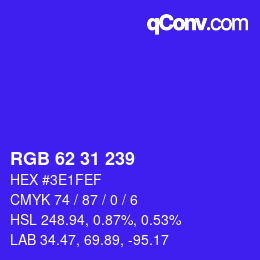 Color code: RGB 62 31 239 | qconv.com