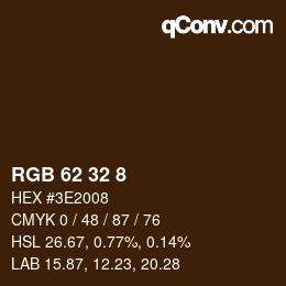 カラーコード: RGB 62 32 8 | qconv.com