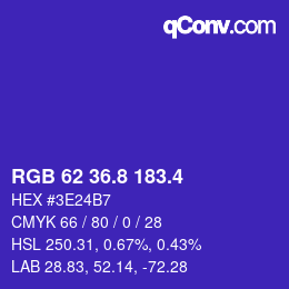 カラーコード: RGB 62 36.8 183.4 | qconv.com