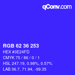 Color code: RGB 62 36 253 | qconv.com