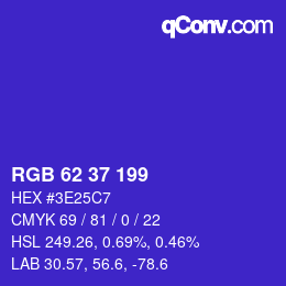 Color code: RGB 62 37 199 | qconv.com