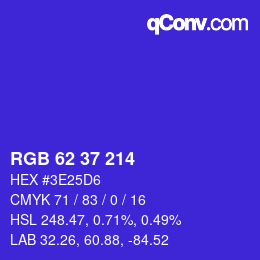 カラーコード: RGB 62 37 214 | qconv.com