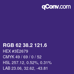 カラーコード: RGB 62 38.2 121.6 | qconv.com