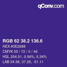 カラーコード: RGB 62 38.2 136.6 | qconv.com