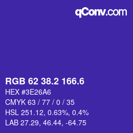 カラーコード: RGB 62 38.2 166.6 | qconv.com