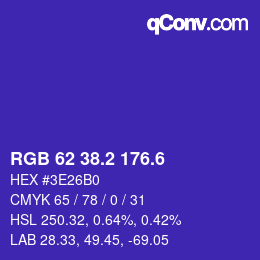 カラーコード: RGB 62 38.2 176.6 | qconv.com