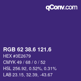 カラーコード: RGB 62 38.6 121.6 | qconv.com