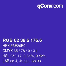 カラーコード: RGB 62 38.6 176.6 | qconv.com