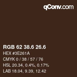 カラーコード: RGB 62 38.6 26.6 | qconv.com