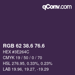 カラーコード: RGB 62 38.6 76.6 | qconv.com