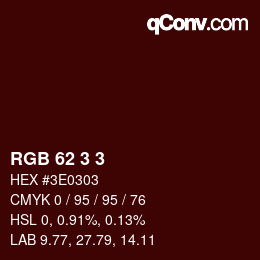 Color code: RGB 62 3 3 | qconv.com
