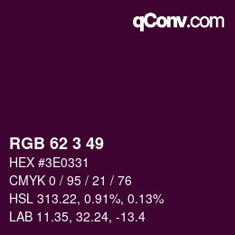 Color code: RGB 62 3 49 | qconv.com