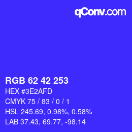 Color code: RGB 62 42 253 | qconv.com