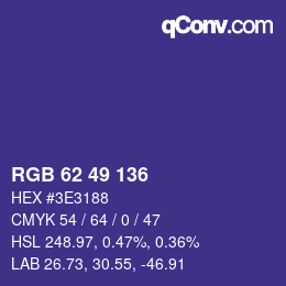 カラーコード: RGB 62 49 136 | qconv.com
